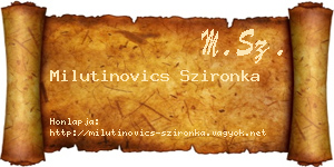 Milutinovics Szironka névjegykártya